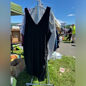 A new day double v neck black dress with ruched side.